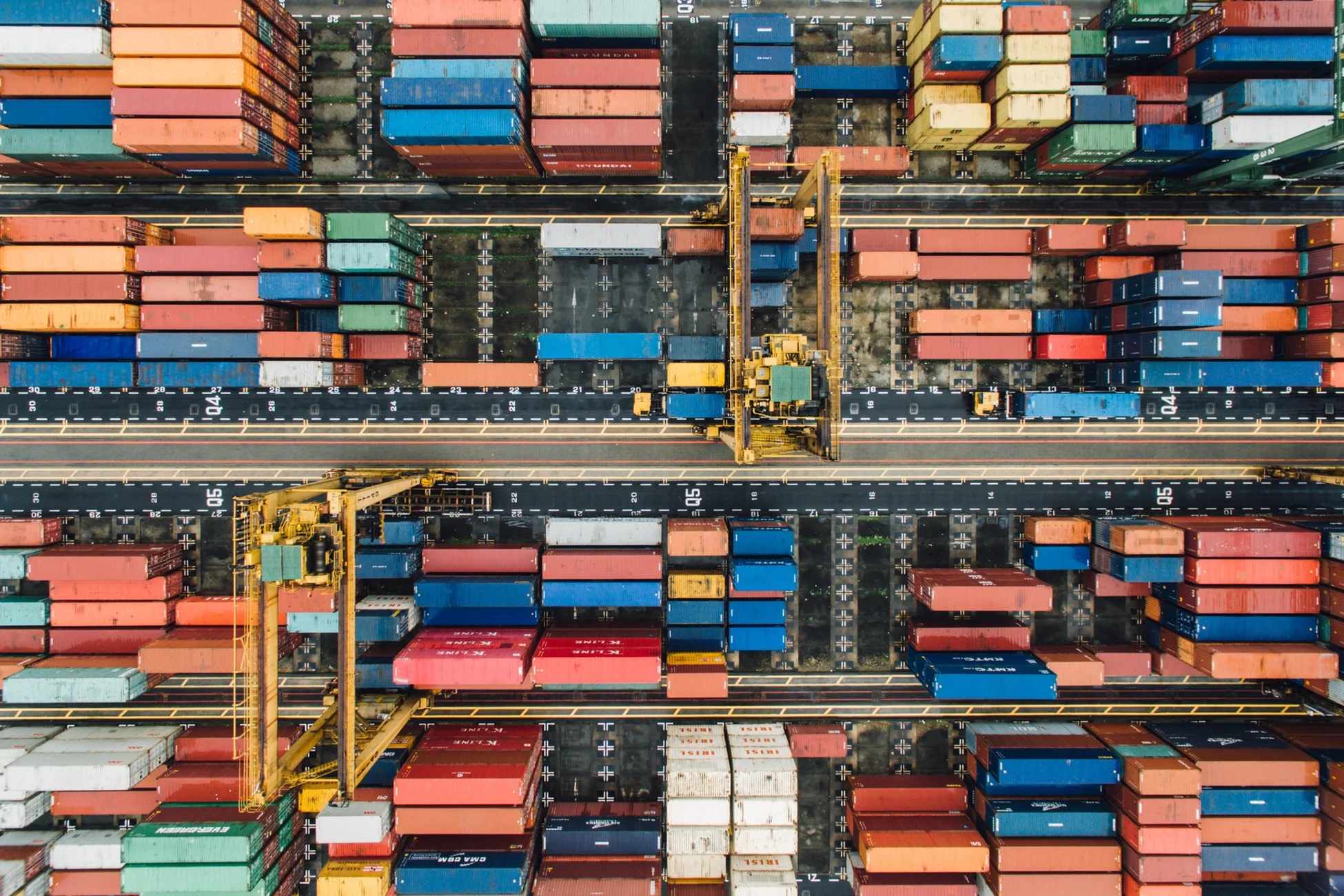 Aerial view of freight containers